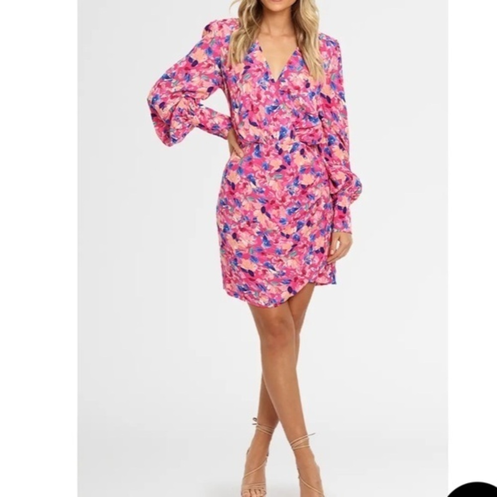 Rebecca Vallance Pink Floral Wrap Dress